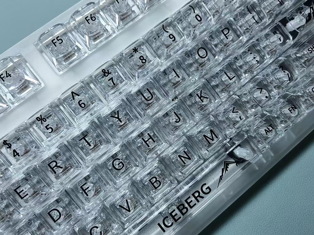 132 Key Full Transparent Keycaps Cherry Profile Crystal With Characters Backlight Stickers Keycap Set PC for Mechanical Keyboard
