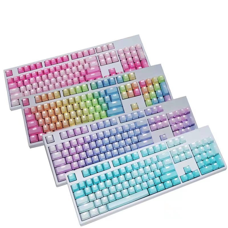 104Pcs PBT Backlight Dip-Dyed Keycaps for Mechanical Keyboard Cherry/Kailh/Gateron/Outemu Switch Keyboard Two-color Injection