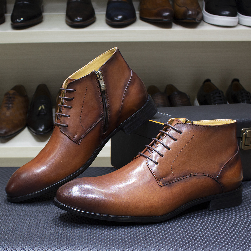 Luxury Men's Genuine Leather Ankle Boots Male Plain Toe Zipper Derby Shoes Handmade Lace Up Office Formal Basic Boots for Men
Luxury Men's Genuine Leather Ankle Boots Male Plain Toe Zipper Derby Shoes Handmade Lace Up Office Formal Basic Boots for Men