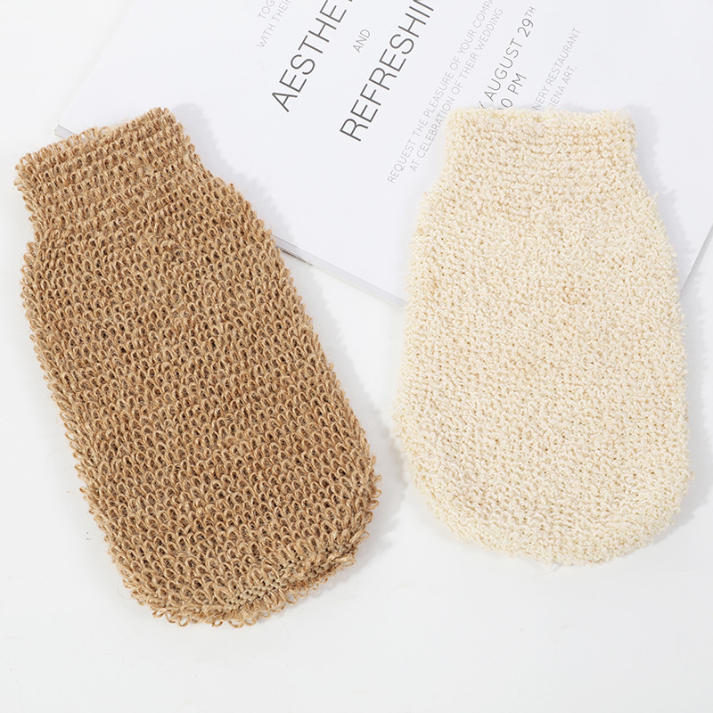 Natural Exfoliating Glove Mitts Hemp Sisal Fiber Bath Spa Shower Scrubber Loofah Rub Mitt Mitten Sponge Remove Dead Skin Jute Gloves