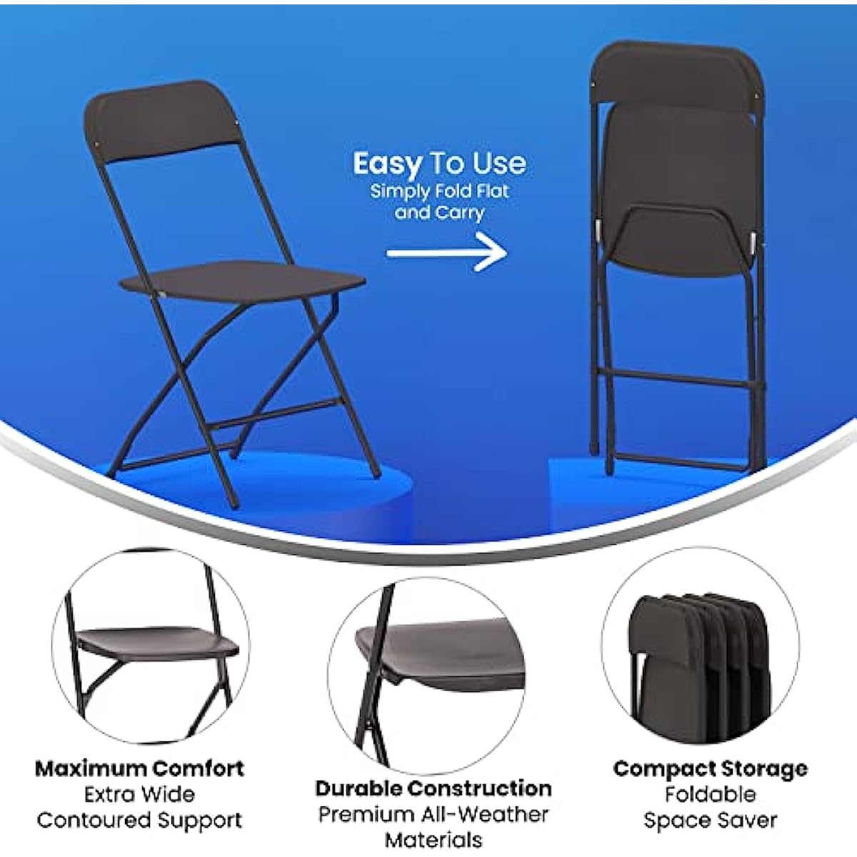 Flash Furniture Hercules Big and Tall Commercial Folding Chair Extra Wide 650LB Capacity Durable Plastic Black 4 Pack heated camping chair