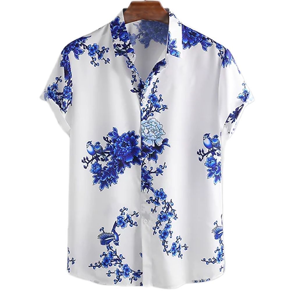 Men's Casual Shirts Men Summer Baggy Hawaiian Short Sleeved Shirt Tops Beach Shirts Clothing Oversized Casual Vintage 3D Printed Clothes 230314