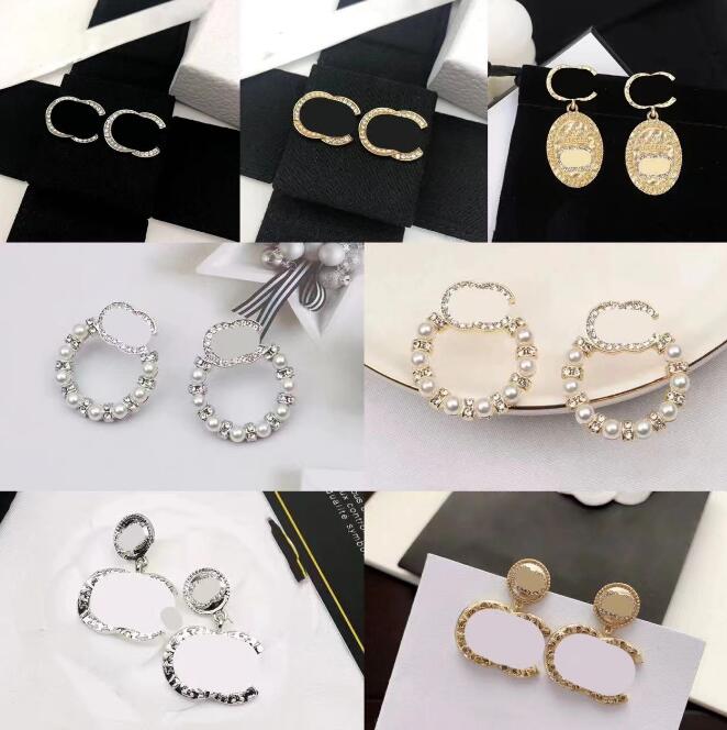 Women Stud Geometric 925 Silver Famous Cubic Zirconia Earrings for Ladies Crystal Rhinestone Pearl Earring Studs Earrings for Fashion Wedding Jewelry