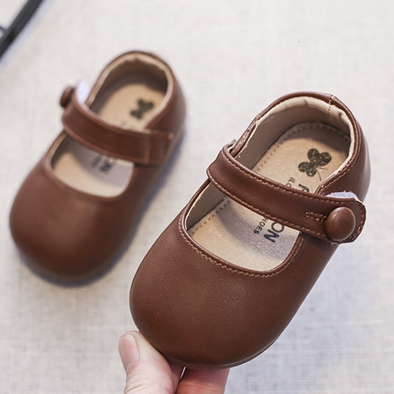 First Walkers 11.5-15.5cm Simple Girls Flats Shoes Solid Soft Toddler Princess Dress Shoes For Party Wedding Soft Infant Autumn Casual Shoes 230314