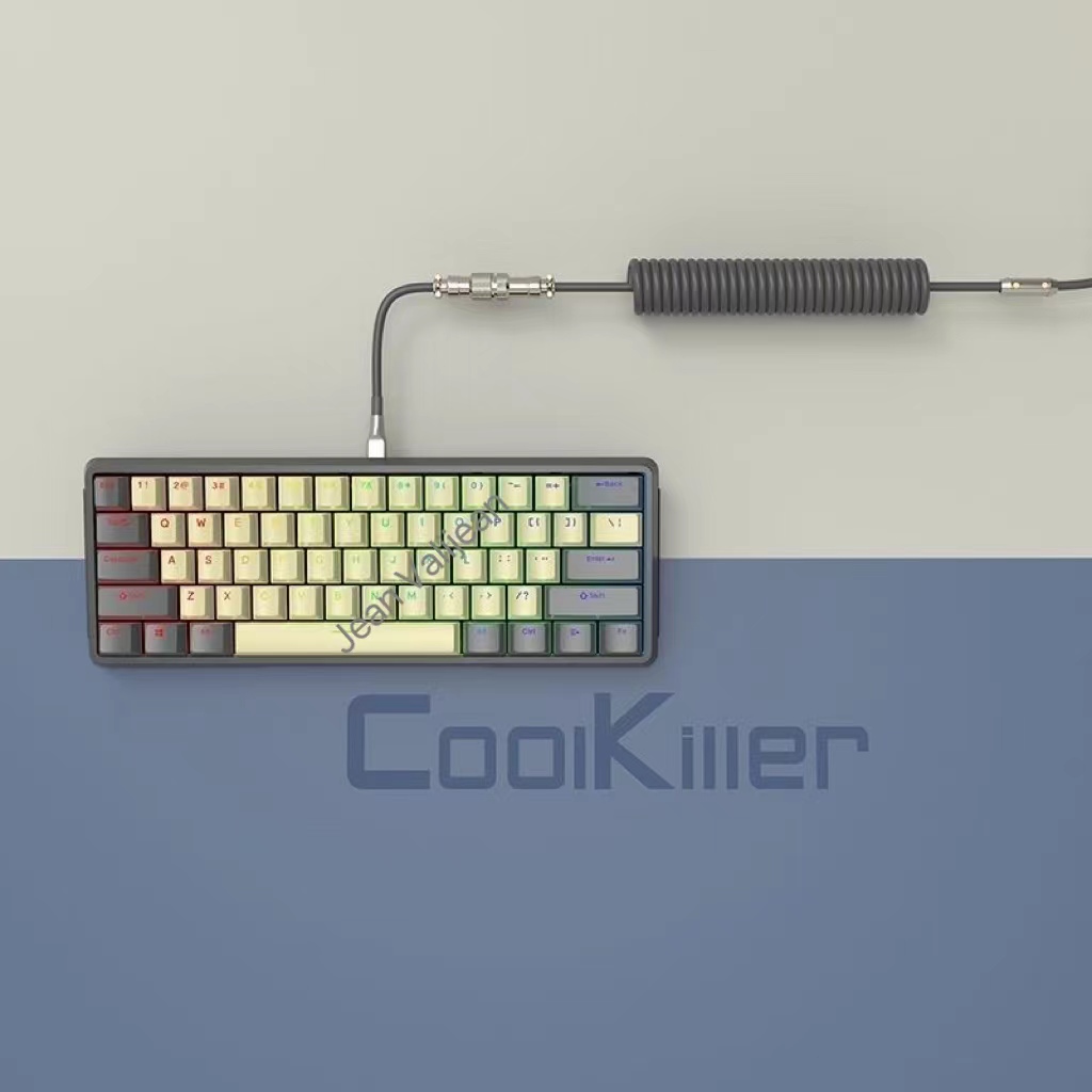 Coolkiller DIY 61 Key Game Mechanical Keyboard with Hotswap OEM RGB Lighting Effect Coiled Cable Ergonomics Mini Wired Keyboard