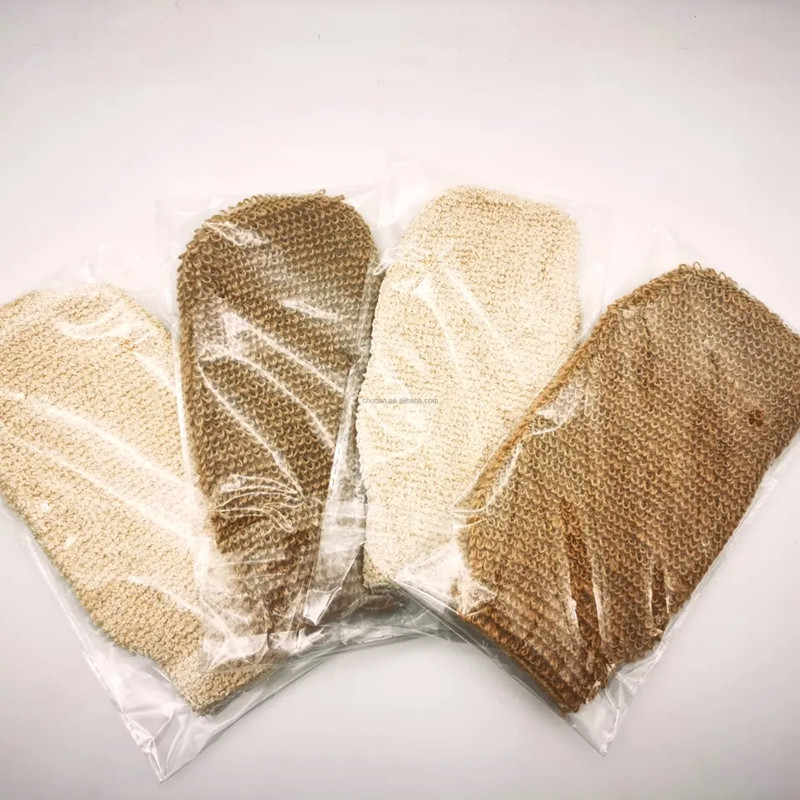 Natural Exfoliating Glove Mitts Hemp Sisal Fiber Bath Spa Shower Scrubber Loofah Rub Mitt Mitten Sponge Remove Dead Skin Jute Gloves