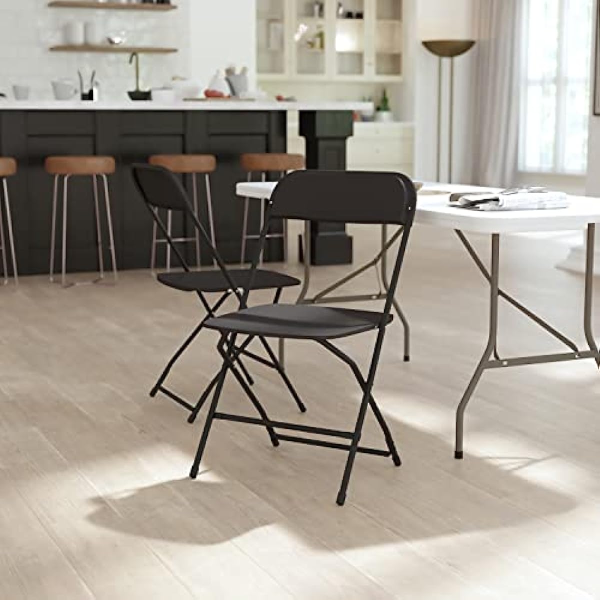 Flash Furniture Hercules Big and Tall Commercial Folding Chair Extra Wide 650LB Capacity Durable Plastic Black 4 Pack heated camping chair