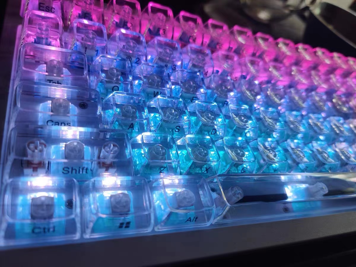 132 Key Full Transparent Keycaps Cherry Profile Crystal With Characters Backlight Stickers Keycap Set PC for Mechanical Keyboard