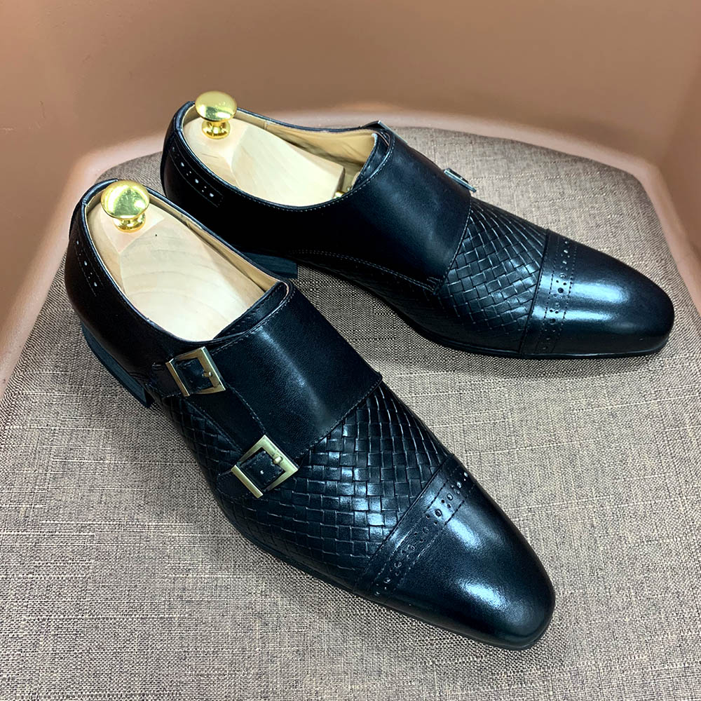 Luxury Classic Mens Wedding Dress Shoes Black Blue Real Cow Leather Monk Buckle Strap Pointed Toe Oxford Loafer Shoes for Men
Luxury Classic Mens Wedding Dress Shoes Black Blue Real Cow Leather Monk Buckle Strap Pointed Toe Oxford Loafer Shoes for Men