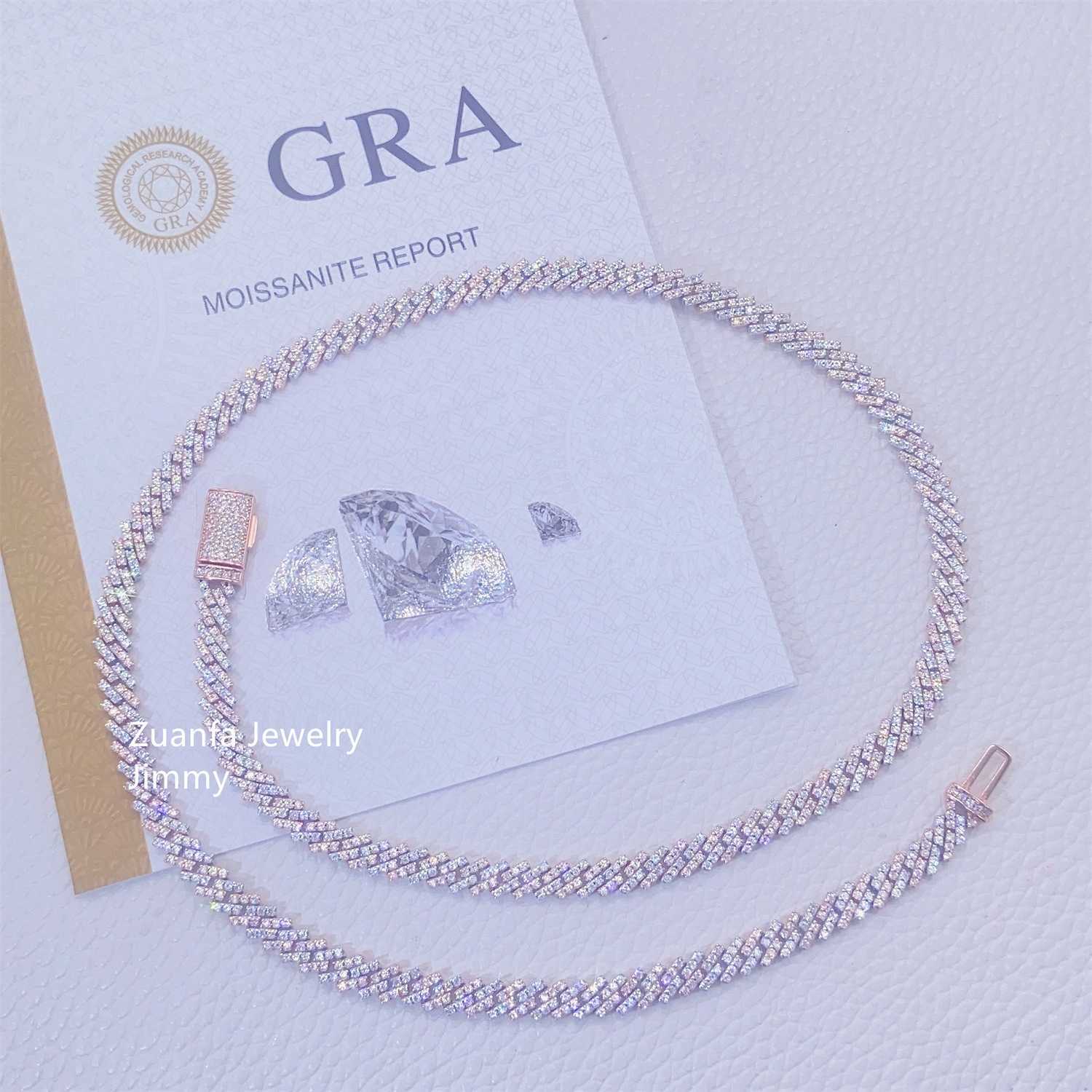 necklace moissanite chain Pendant Necklaces Pass Diamond Tester 5mm Width One Row 925 Sterling Silver Vvs Moissanite Diamond Cuban Link Chain Necklace