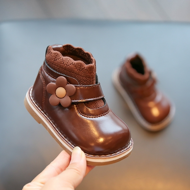 First Walkers 11.5-15.5cm Spring Boots For Toddler Girls Solid Flower Sock Ankle Boots For 0-3years Old Children Girls Little Princess Shoes 230314