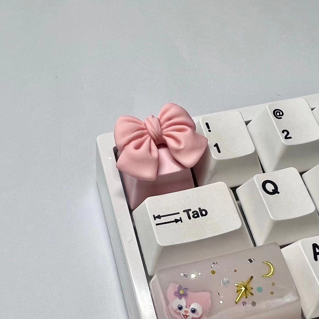 New Bowknot Cute Esc Keycap Oem Kawaii Pink White Keycaps Girl Woman for Profile Cherry Mx Switch Mechanical Keyboard
