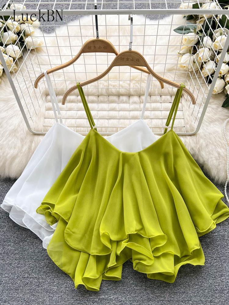 Women's Tanks Korean Fashion Corset Crop Tops Solid Tank Camisoles Summer Spaghetti Straps Ruffle Sleeveless And Camis Women Clothes Y2k, Yellow
Women's Tanks Korean Fashion Corset Crop Tops Solid Tank Camisoles Summer Spaghetti Straps Ruffle Sleeveless And Camis Women Clothes Y2k, Yellow