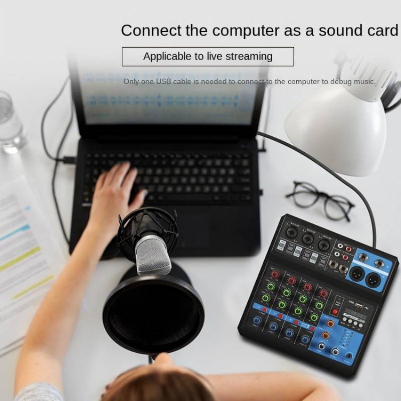 5-channel Professional Mixer Computer Stage Recording USB Sound Card High Low Tone Bluetooth DJ Model Number Certification