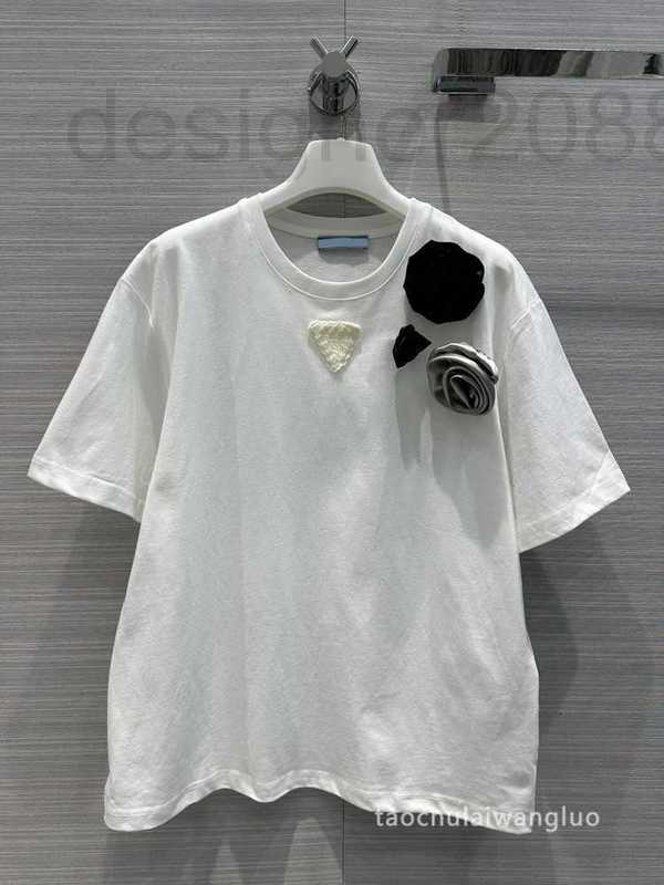Women' T-Shirt designer minority design three-dimensional flower short-sleeved T-shirt top QDKQ, White
Women' T-Shirt designer minority design three-dimensional flower short-sleeved T-shirt top QDKQ, White