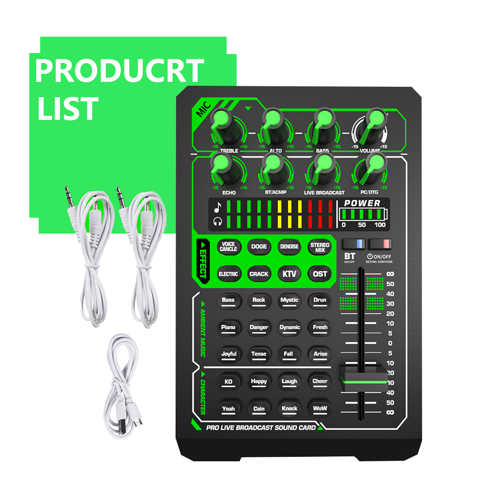 New Phone Sound Card Audio Microphone External Sound Card Bluetooth Rechargeable Display Live Broadcast Model Number Origin Type