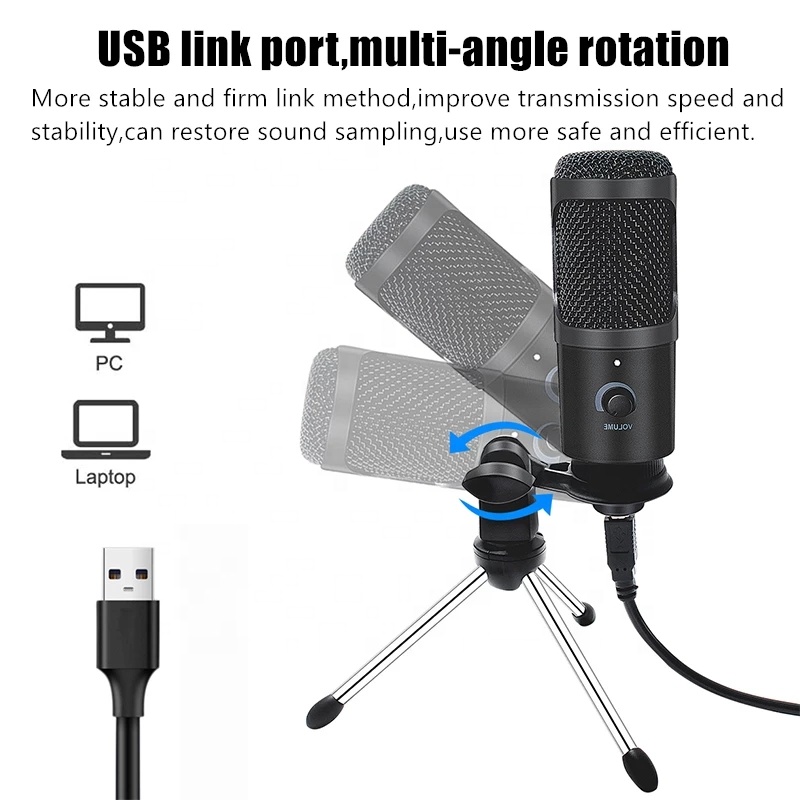 Professional USB Condenser Microphones Micphone for PC Computer Live Laptop Recording Studio Singing Gaming Streaming Mikrofon