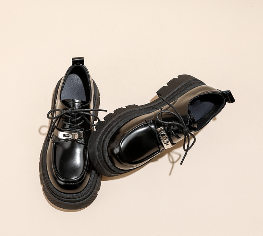 British Style Flat Thick Bottom Shoes Women Genuine Leather Dress Shoes Round Toe Platform Single Shoes Spring Deep Mouth For girls party Boots - view 5