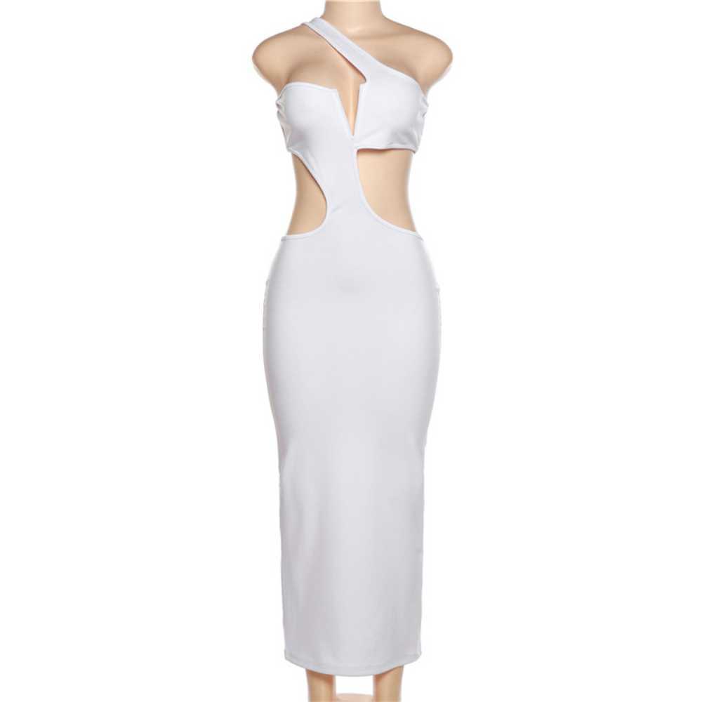 Casual Dresses White Long Summer Dress Women Sexy Cut Out Slim Evening Party Dress Fashion One Shoulder Vacation Beach Maxi Dresses 2023 New 0315H23