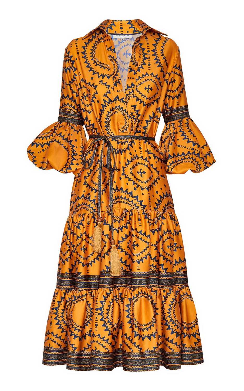 Designer dress Kaleidoscope abstract printed lapel neck lantern sleeve cotton flared dress, Orange
Designer dress Kaleidoscope abstract printed lapel neck lantern sleeve cotton flared dress, Orange