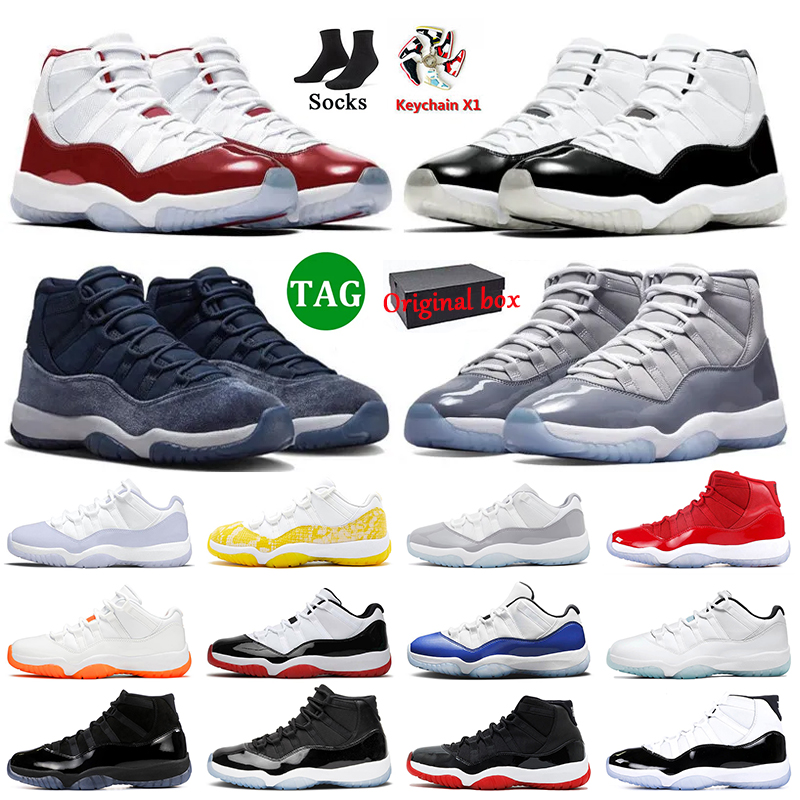 

With Box Jumpman Retro 11 Basketball Shoes Cherry 11s DMP Midnight Navy Cool Grey Bred Low Yellow Snakeskin Jordens Space Jam Cap and Gown Dhgate Trainers Sneakers, C33 high legend blue 36-47