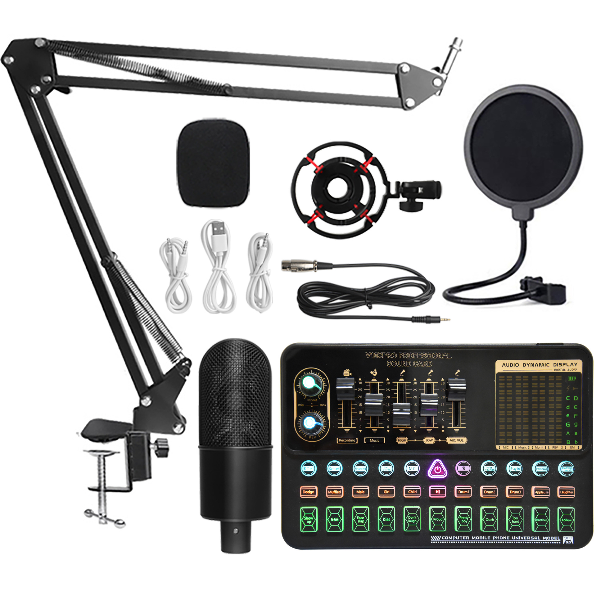 Multi-sound Live Sound Card K-song TIKTOK Net Anchor Set Bracket Equipment Red Model Number Origin Certification Type