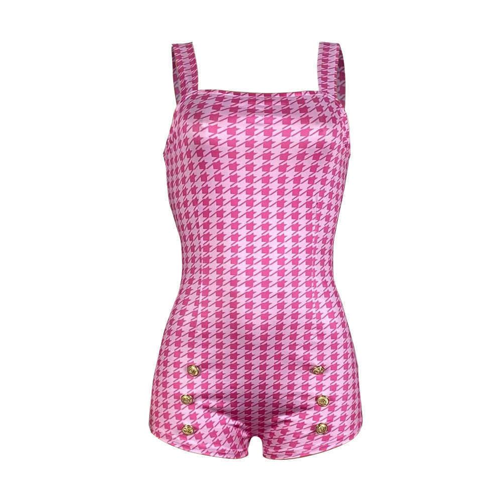 women's summer fashion printed button decorated Jumpsuit Night club dress SEXY DRESSES FOR WOMEN