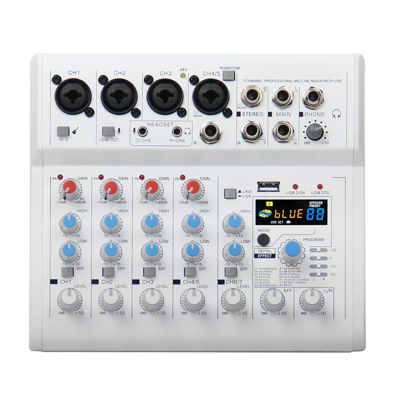 Manchez E4 E7 Mini 4 6 A4 A6 canal carte son mélangeur USB Console DJ karaoké Smartphone ordinateur professionnel enregistrement 48V DJ