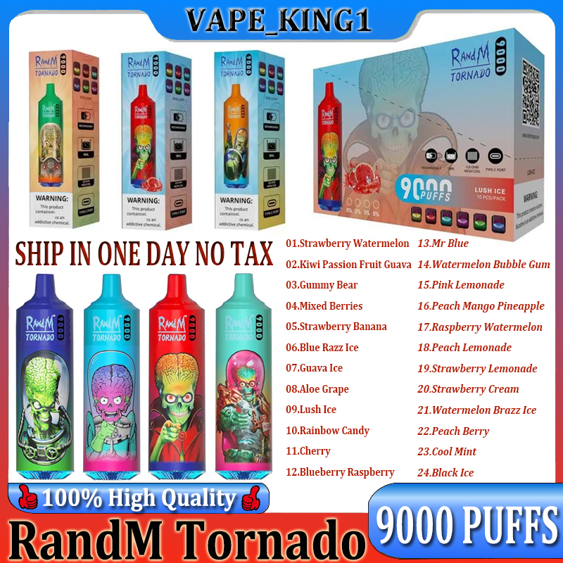 Original RandM Tornado 9000 Puff Disposable E Cigarettes 0.8ohm Mesh Coil 18ml Pod Battery Rechargeable Electronic Cigs Puff 9K 0% 2% 3% 5% Vape 9000
Original RandM Tornado 9000 Puff Disposable E Cigarettes 0.8ohm Mesh Coil 18ml Pod Battery Rechargeable Electronic Cigs Puff 9K 0% 2% 3% 5% Vape 9000