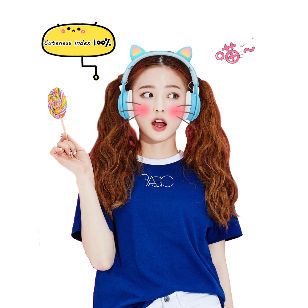 M6 New Cat Ear Headphone Bluetooth Headset Wireless Student Children with Card Folding Mini Macaroon Color System