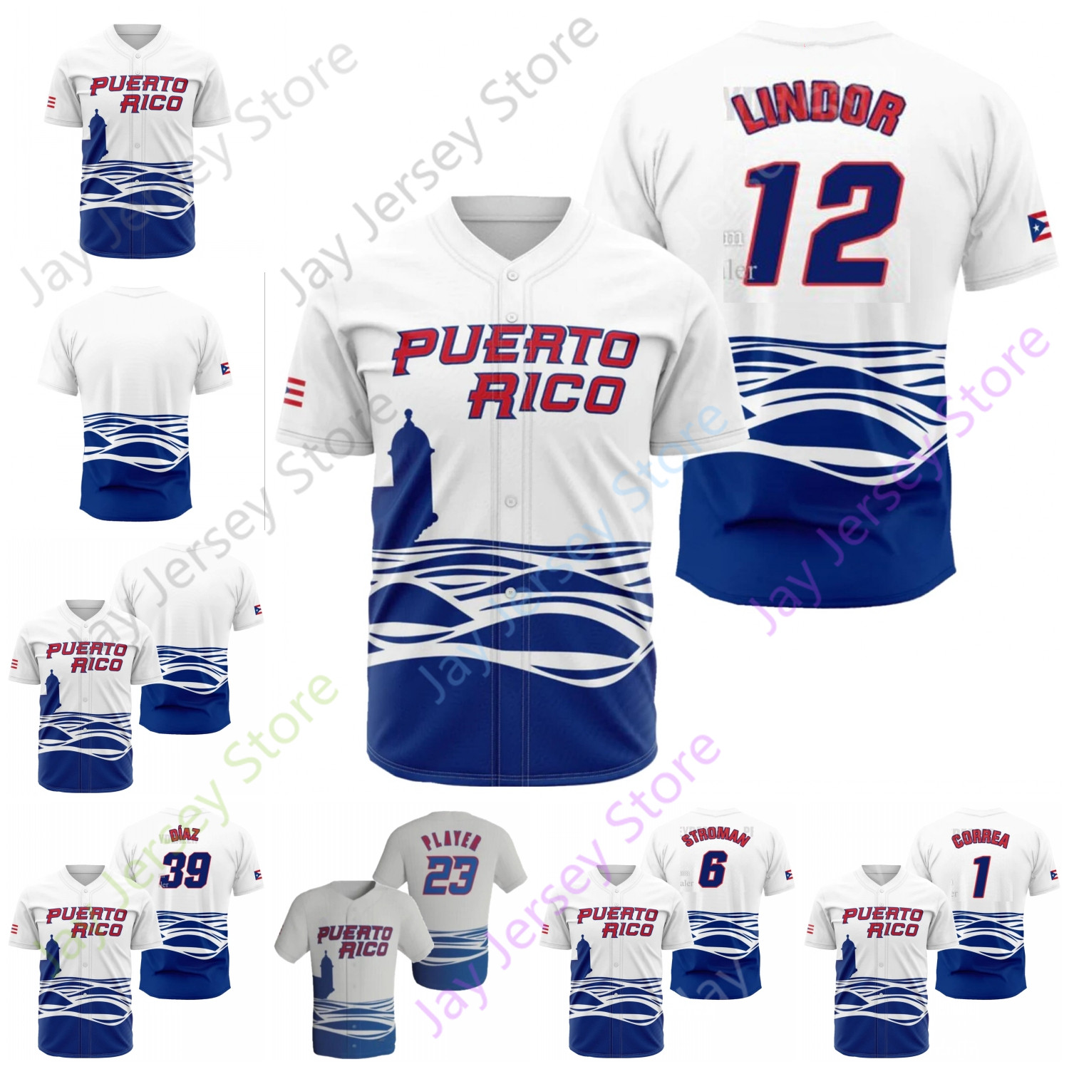 2023 Team Puerto Rico Baseball Jersey Vazquez MJ Melendez Maldonado Fernando Cruz Moran Santiago Underwood Jr. Machin Miranda Rivera Velazquez