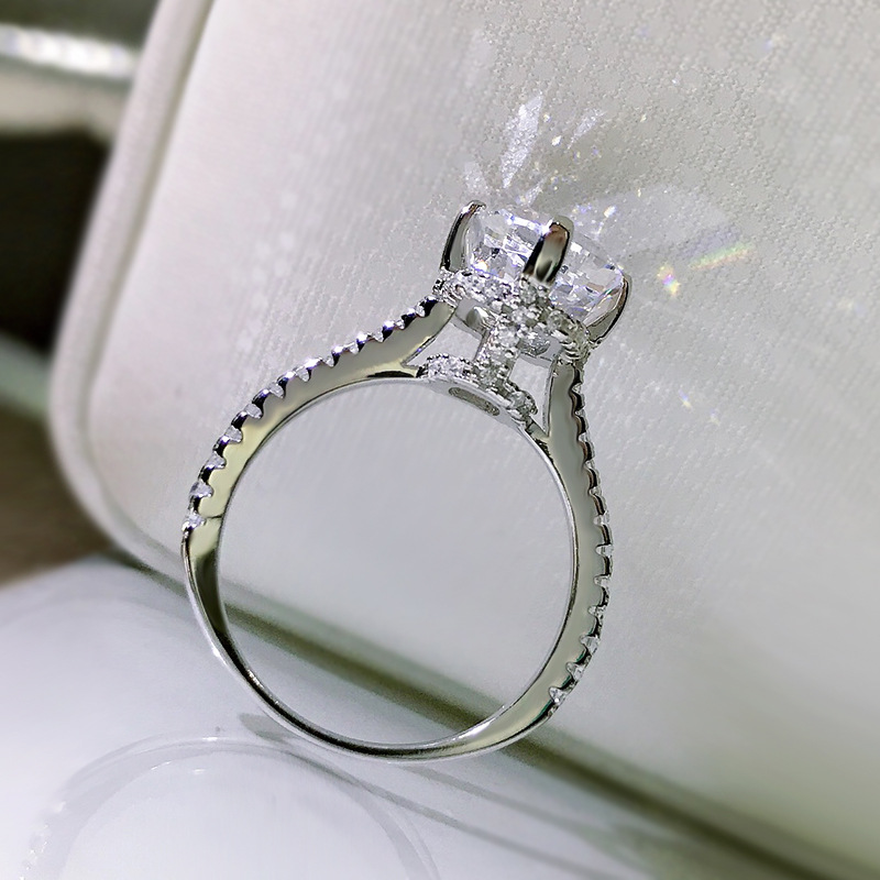 Cushion Cut 3ct Moissanite Diamond Ring 100% Real 925 sterling silver Party Wedding band Rings for Women Engagement Jewelry