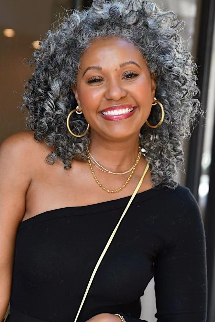 Raw Burmese curly salt & pepper gray color human hair ponytail hair piece extension silver grey highlights striking grey with dark streaks women hairp