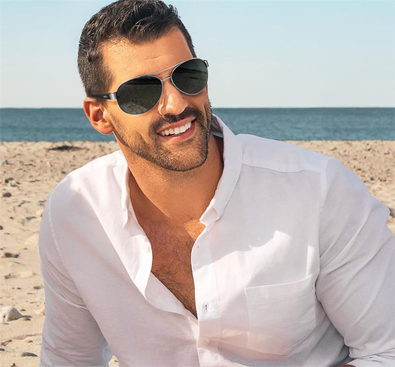 Carfia Polarized Sunglasses for Men - Wrap Around Metal Frame & Italian Acetate Arms Pilot Glasses
