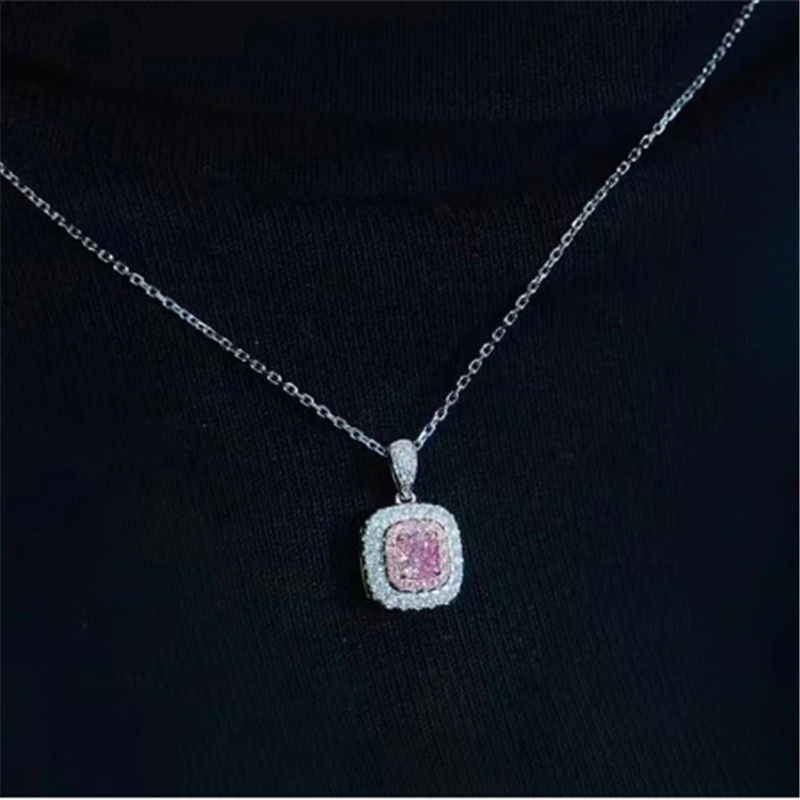 Cushion AAAAA Zircon Chocker Necklace 925 Sterling Silver Wedding Engagement Pendants Necklace For Women Bridal Party Jewelry