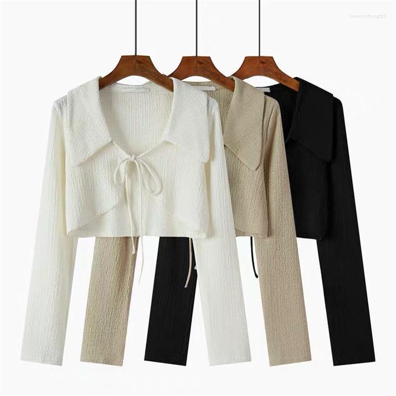 Women's T Shirts All-matching Tie Up Cardigans For Women Long Sleeves Open Front Lapel Crop Tops, White
Women's T Shirts All-matching Tie Up Cardigans For Women Long Sleeves Open Front Lapel Crop Tops, White