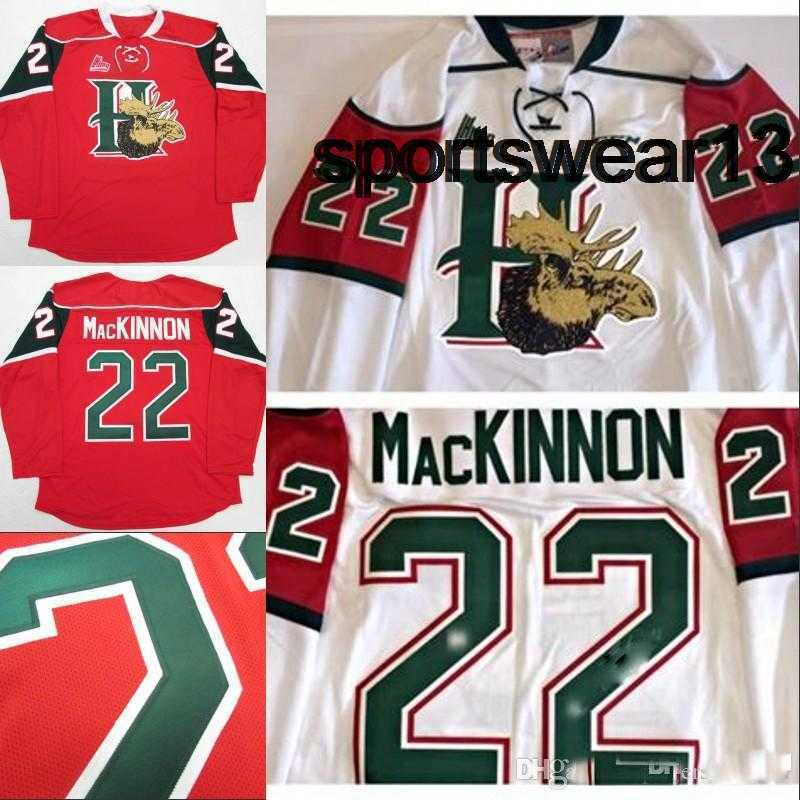 Halifax Mooseheads #22 NATHAN MacKINNON Hockey Jersey Customize white red 100% Stitched Embroidery Hockey Jerseys