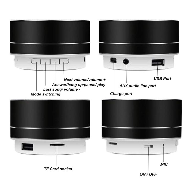 Portable Multi- Color Wireless Subwoofer Small Speaker A10 Macaron Mini Bluetooth 5.0 Bass Lock and Load Spray Gift PK A11