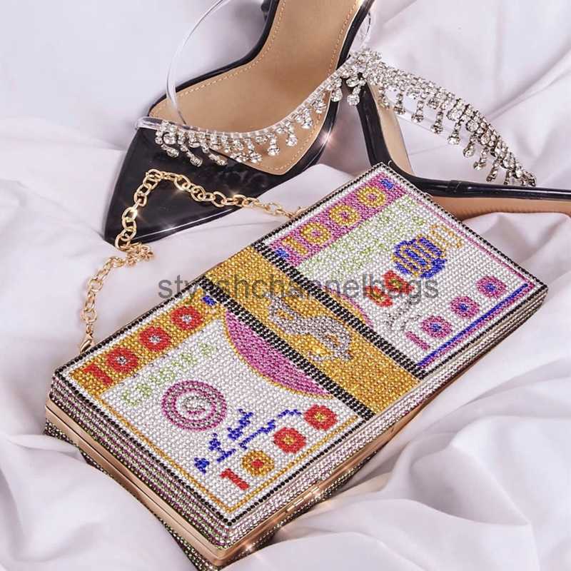 Women Crystal Chain Bag Ladies Dia Clutch Bags Women's Evening Party Wedding Dinner Purses Female Hasp Painting Woman Flap 0315/23