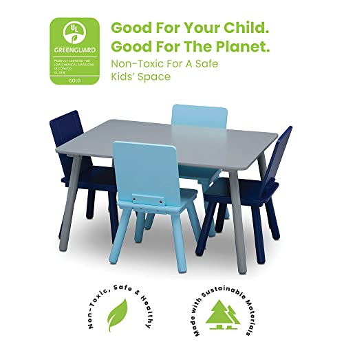 Kids Table and Chair Set 4 Chairs Included Ideal for Arts & Crafts Snack Time Homeschooling Homework & More Greenguard Gold Certified Grey/Blue camp c