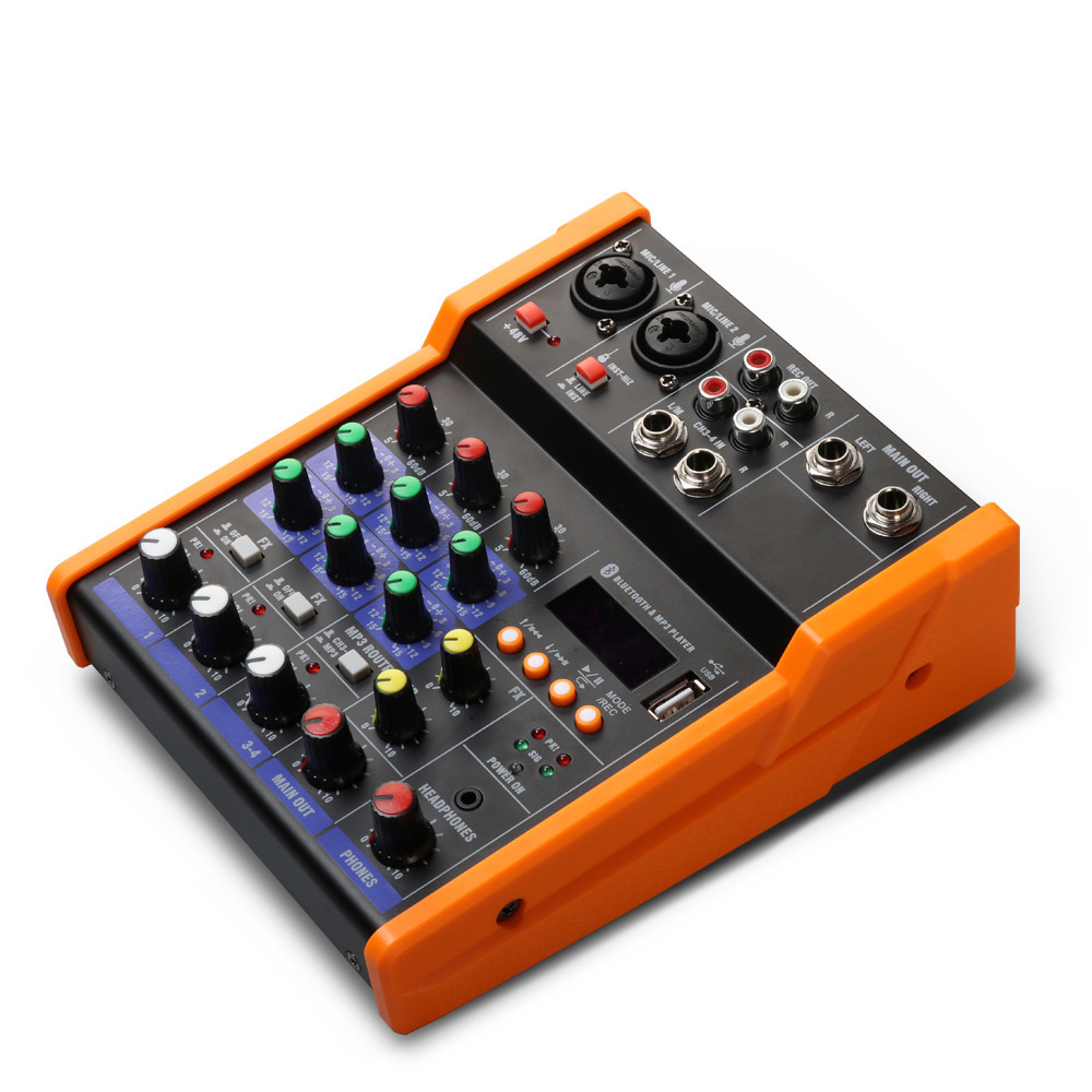 4-channel Professional Portable Mixer Sound Mixing Console Us Interface Computer Input 48v Power Monitor Model Number Type