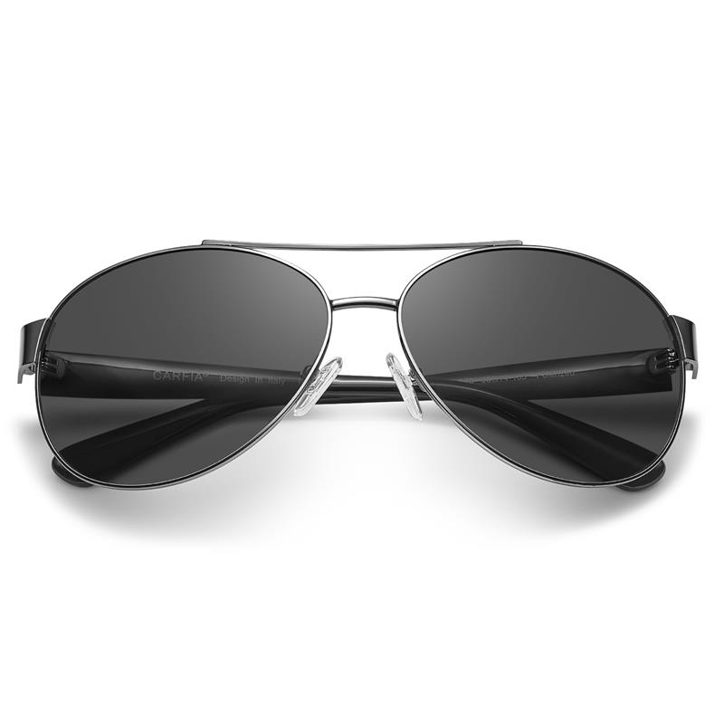 Carfia Polarized Sunglasses for Men - Wrap Around Metal Frame & Italian Acetate Arms Pilot Glasses