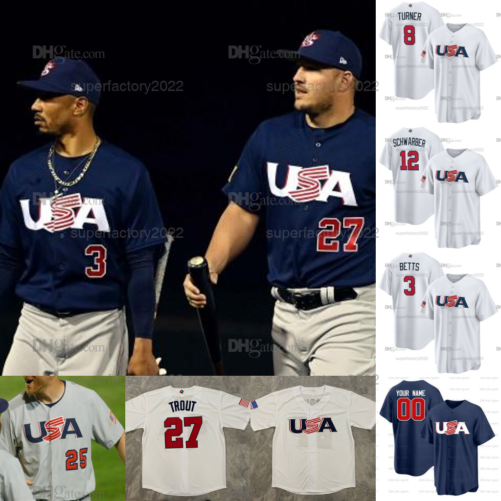 USA 2023 World Baseball Classic WBC Jersey Mike Trout Trea Turner Mookie Betts Tim Anderson Kyle Schwarber Kershaw Clayton Nolan Arenado Pete Alonso Goldschmidt, Youth s-xl
USA 2023 World Baseball Classic WBC Jersey Mike Trout Trea Turner Mookie Betts Tim Anderson Kyle Schwarber Kershaw Clayton Nolan Arenado Pete Alonso Goldschmidt, Youth s-xl