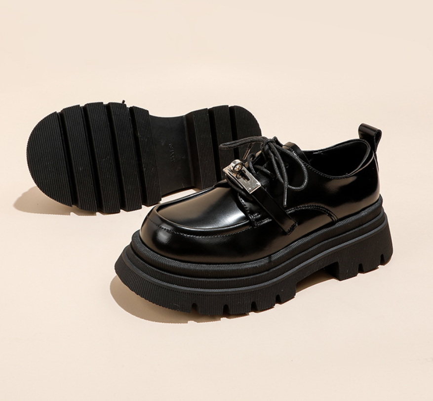 British Style Flat Thick Bottom Shoes Women Genuine Leather Dress Shoes Round Toe Platform Single Shoes Spring Deep Mouth For girls party Boots - view 3