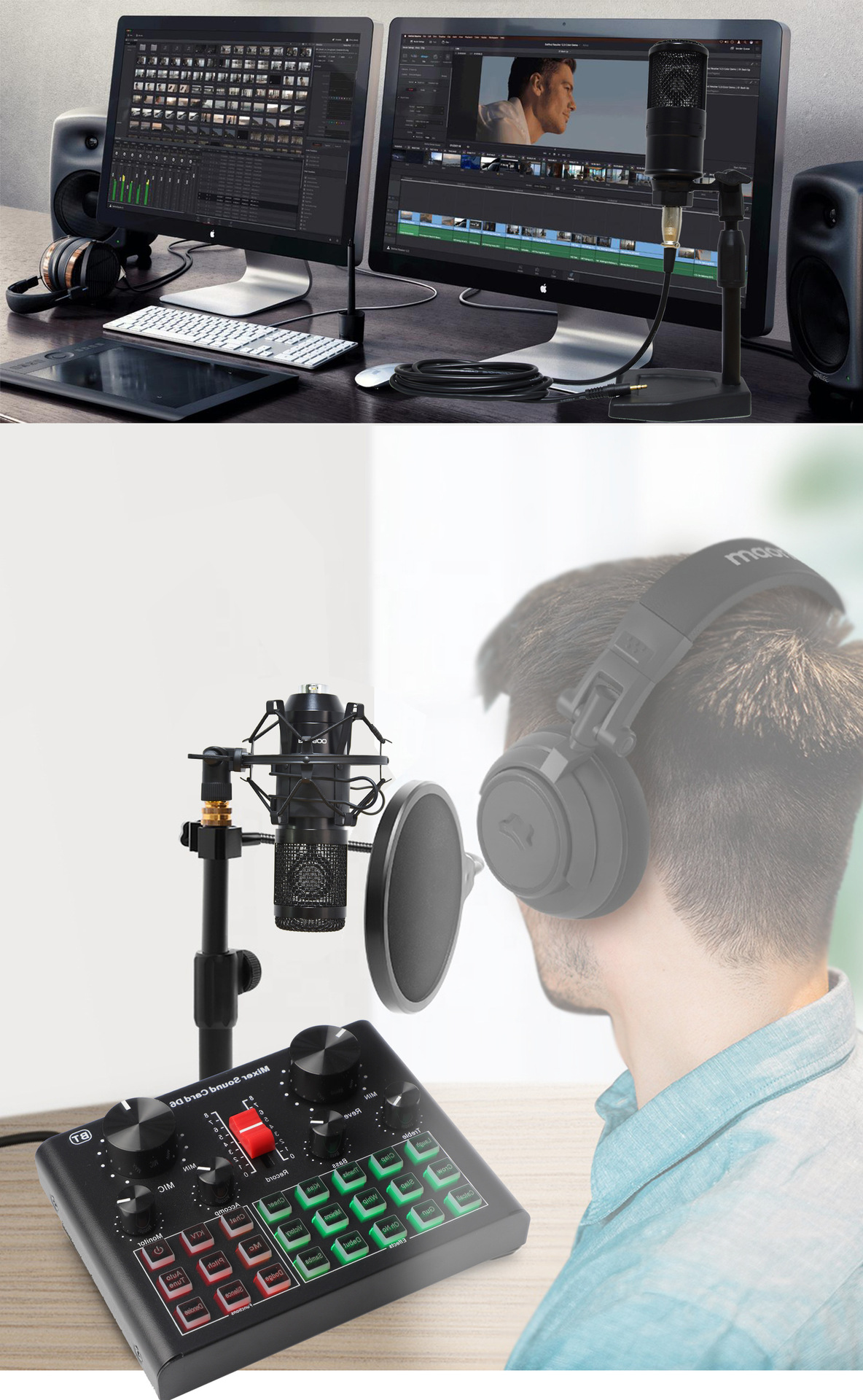 Microphone Sound Card D6 Series Singing and Broadcasting Complete Equipment TIKTOK Live Broadcast Wireless Bluetooth Connection