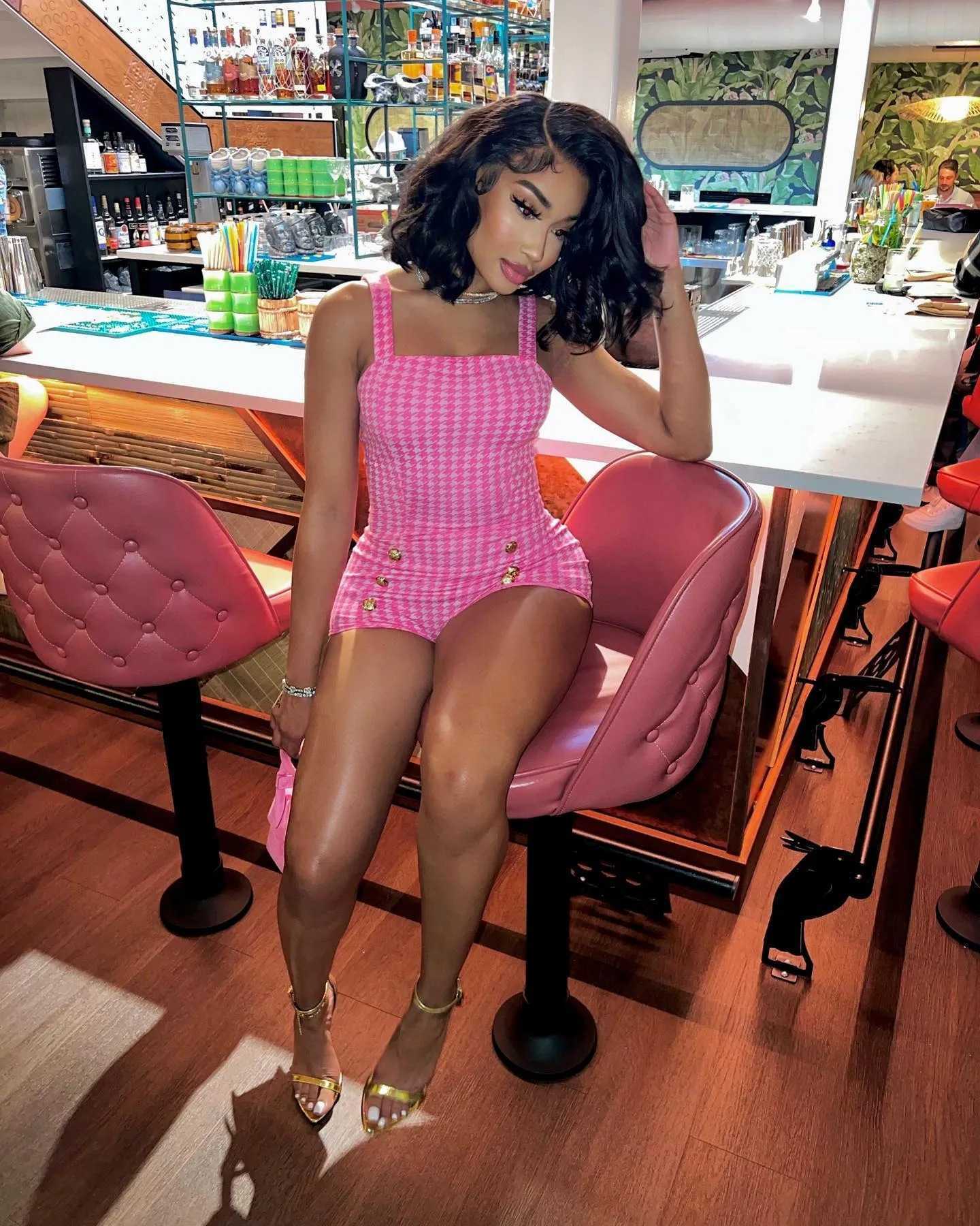 women's summer fashion printed button decorated Jumpsuit Night club dress SEXY DRESSES FOR WOMEN