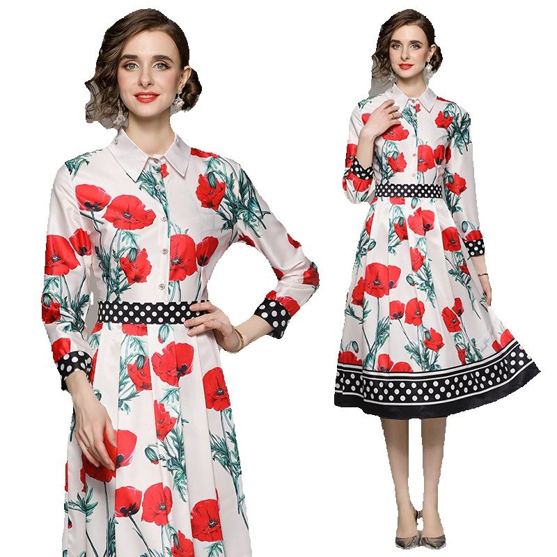 Spring Autumn Floral Print Draped Dress Long Sleeve 2023 Women Designer Casual Resort Shirt Neck Slim A-Line Midi Dress Office Chic Elegant Loose Big Swing Frocks, 13
Spring Autumn Floral Print Draped Dress Long Sleeve 2023 Women Designer Casual Resort Shirt Neck Slim A-Line Midi Dress Office Chic Elegant Loose Big Swing Frocks, 13