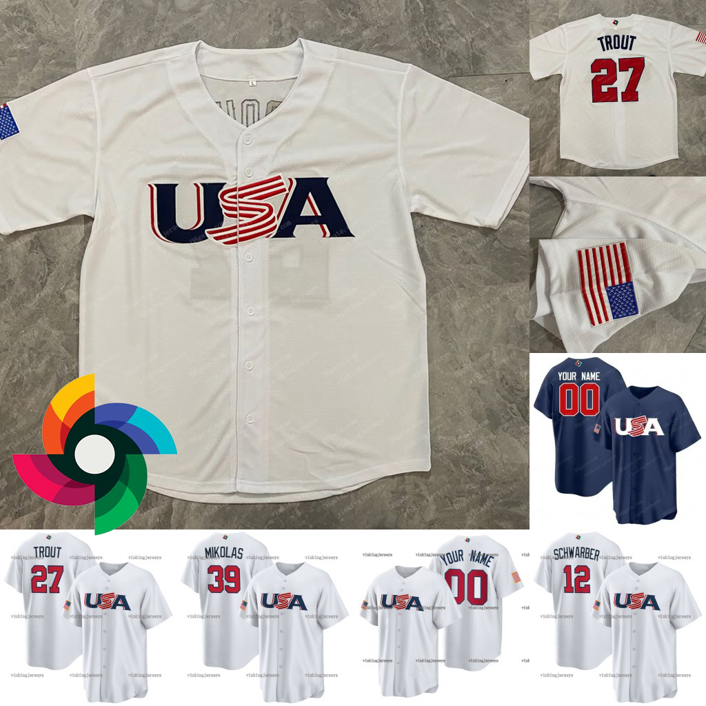 Team USA Baseball Jerseys 2023 World Baseball Classic 27 Mike Trout Nolan Arenado Mookie Betts Pete Alonso Kyle Schwarber Tim Anderson Jeff McNeil Clayton Kershaw, Grey coolbase
Team USA Baseball Jerseys 2023 World Baseball Classic 27 Mike Trout Nolan Arenado Mookie Betts Pete Alonso Kyle Schwarber Tim Anderson Jeff McNeil Clayton Kershaw, Grey coolbase