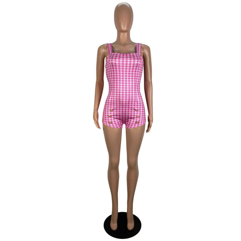 women's summer fashion printed button decorated Jumpsuit Night club dress SEXY DRESSES FOR WOMEN