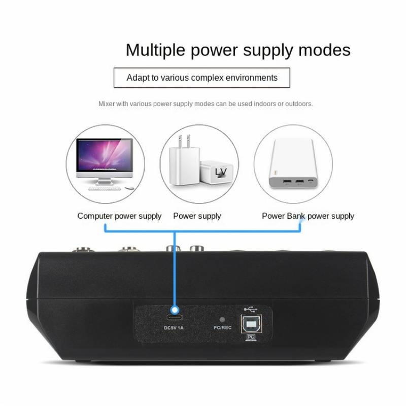5-channel Professional Mixer Computer Stage Recording USB Sound Card High Low Tone Bluetooth DJ Model Number Certification
